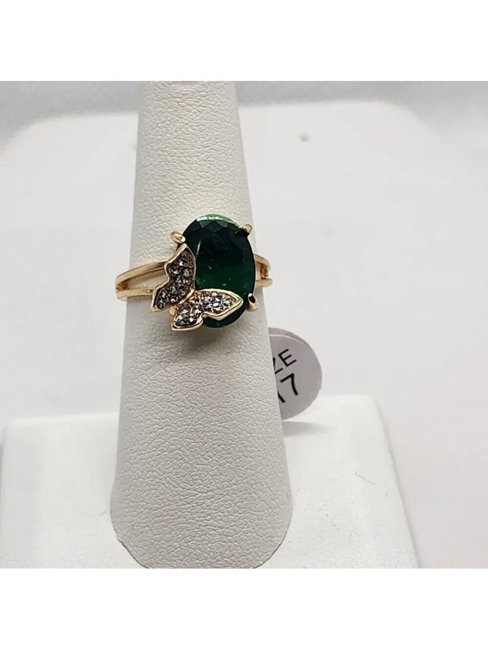 Brand New Fashion Jewelry Green GEM Butterfly Ring